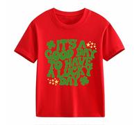 OBiQuzz Nœud papillon décontracté T-shirt à manches courtes pour bébé St Day Middle et grand enfant Personnalité rétro Personnalité 2D Impression Enfants Ample Manches Courtes Pull Femme, rouge, 12-13