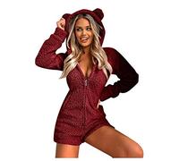 OBiQuzz Onesie Combinaison en polaire douillette pour femme - Combinaison longue - Ensemble ours moelleux - Combinaison avec capuche pour adulte - Pyjama doux et chaud - Vêtement de détente -
