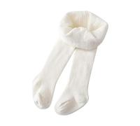 OBiQuzz Pantalon bébé fille coton épais doublé chaud legging complet collants extensibles basiques collants pour l'hiver pantalon militaire fille, Blanc., 6-8 ans