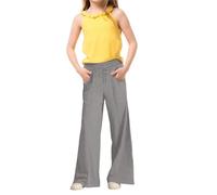 OBiQuzz Pantalon de jogging surdimensionné à jambes larges pour fille, cordon de serrage élastique, jambe droite, pantalon de jogging avec pantalon baggy cintré avec pantalon de yoga, gris foncé, 6-7