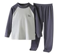 OBiQuzz Pyjama pour fille avec blocage des épaules, manches longues, pantalon de pyjama, ensemble de sous-vêtements thermiques pour bébé, gris, 16-17 ans