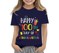 OBiQuzz Robe Anime Fille Vêtements d'été Premier jour de l'école Chemise In My Pre School Chemise Toddler Maternelle Chemises S Filles Chemisier 140, bleu foncé, 10-11Years