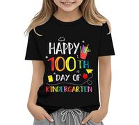 OBiQuzz Robe Anime Fille Vêtements d'été Premier jour de l'école Chemise In My Pre School Chemise Toddler Maternelle Chemises S Filles Chemisier 140, Noir , 4-5 ans