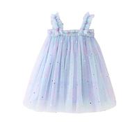 OBiQuzz Robe de princesse sans manches en forme d'étoile et de lune pour femme - Robe de soirée dansante - Mini jupe noire, bleu, 2-3 ans