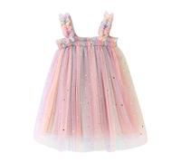 OBiQuzz Robe de princesse sans manches en forme d'étoile et de lune pour femme - Robe de soirée dansante - Mini jupe noire, Rose, 18-24 mois