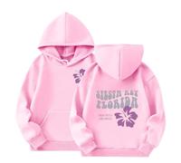 OBiQuzz Sister Key Florider Sweat-shirt à capuche avec imprimé floral pour filles et filles de style Throwback avec pull fille adolescente, Rose, 7-8 ans