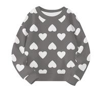 OBiQuzz Sweatshirt pour filles Mignon Cœur Imprimé Col ras du cou Enfants Sweaters Enfants Décontracté Mode Tenues Sweatshirt Bébé Fille 74, gris, 2-3 ans
