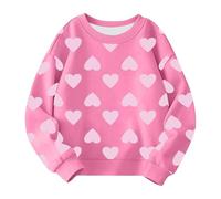 OBiQuzz Sweatshirt pour filles Mignon Cœur Imprimé Col ras du cou Enfants Sweaters Enfants Décontracté Mode Tenues Sweatshirt Bébé Fille 74, Rose, 2-3 ans