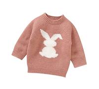 OBiQuzz Tenue chaude d'hiver pour nouveau-né bébé fille garçon mignon à manches longues tricoté motif lapin pull hauts cardigan lilas fille, Rose, 2-3 ans