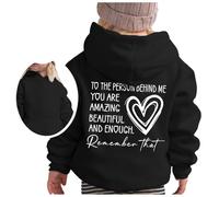 OBiQuzz to The Person Behind ME Imprimé Sweat à Capuche et Pull à Capuche Décontracté Hiver Décontracté Sweat à Capuche Noir, Noir , 2-3 ans