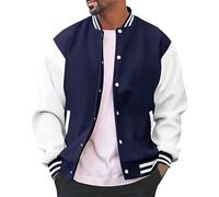 OBiQuzz Veste de sport pour homme - Style college - Bomber oldschool - Veste de transition - Coupe régulière - Veste de pilote - Col montant - Veste de baseball - Veste de sport avec poches - Veste