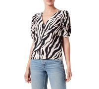 Object Chemisier Objjacira S/S col en V pour Femme, Sandshell/AOP : Noir/Fossil Zebra AOP, 40