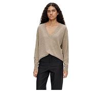 OBJECT COLLECTORS ITEM Objthess Pull en Tricot avec col en V Taille L/S Over, fossile, L Femme