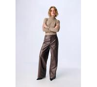 OBJECT OBJECT Chocolate Brown Wide Leg PU Coated Trousers
