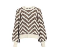 Object Objhollow L/S Re Knit Pullover Noos Pull, Sable Blanc, L Femme