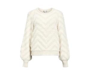Object Objhollow L/S Re Knit Pullover Noos Pull, Sable Blanc, M Femme