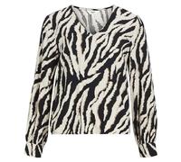 OBJECT Objjacira L/S Col en V Top Noos Chemisier à Manches Longues, Sandshell/AOP : Noir/fossile zèbre AOP, 46 Femme