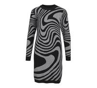 Object Objray L/S Knit Dress AOP Noos Robe en Tricot, Noir/Motif : Gris Moyen mélangé, zèbre, M Femmes