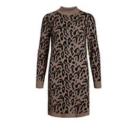 Object Objray L/S Knit Dress AOP Noos Robe, Fossil/Pop : Noir Petit Animal Jacquard, XS Femme