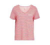 Object Objtessi Slub S/S T-Shirt col en V Noos pour Femme, Paradise Pink/Stripes:White Stripes, M