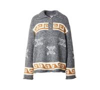 OBJECT Pull-over 'OBJGalia' crème / marron / gris chiné / blanc, Taille L