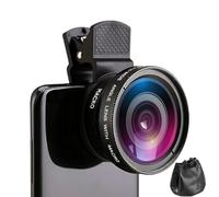 Objectif 2 en 1 pour téléphone portable - Kit d'objectifs grand angle 0,45 x et macro de 12,5 x pour smartphones iOS et Android