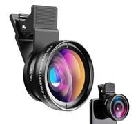 Objectif 2 en 1 pour téléphone portable, objectif grand angle 0,45 x et objectif macro 15X, objectif macro, téléphone portable, pour iPhone Android et la plupart des téléphones portables et tablettes