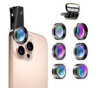 Objectif 6 en 1 pour téléphone portable, filtre ND / grand angle 140° / filtre étoile / fisheye 205° / macro 25X / filtre CPL pour iPhone 11 Pro Huawei P30 Samsung et la plupart des smartphones