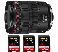 Objectif Canon RF 24-105 mm f/4L IS USM + 3 SanDisk 64GB Extreme PRO UHS-II + Ebook 20 astuces pour des images qui claquent
