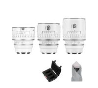 Objectif cinéma Manuel Plein Format 7artisans 16 mm T2,5/105 mm T2,1/135 mm T2,4 série Infinte, Compatible avec Monture EF, Blanc