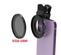 objectif CPL Star Variable ND,filtre de téléphone Macro,Super Angle pour iPhone 13 12 11 Pro Samsung Xiaomi Huawei - Type ND2-1000 Set-40.5mm Phone holder