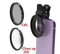 objectif CPL Star Variable ND,filtre de téléphone Macro,Super Angle pour iPhone 13 12 11 Pro Samsung Xiaomi Huawei - Type 10X CPL Set-52mm Phone holder