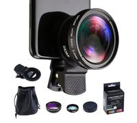 Objectif d'appareil photo 2 en 1 pour téléphone portable, objectif macro 15X et objectif grand angle 0,45x, kit universel d'objectifs pour téléphone portable, adaptateur d'appareil photo à clipser