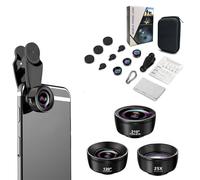 Objectif d'appareil photo 3 en 1 pour téléphone portable, objectif fisheye 210°, grand angle 120°, objectif macro 25x, objectif d'appareil photo universel à clipser pour la plupart des smartphones