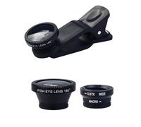 Objectif d'appareil photo de téléphone - Objectif Fish Eye 3 en 1, kit d'objectifs d'appareil photo à clip durable, design Fisheye 180 ° + objectifs macro 10x + objectifs grand angle 0,67x pour