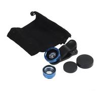 Objectif d'appareil photo mobile 3 en 1 Fish Eye, grand angle et macro pour iPhone 12, 11, XS MAX, X, parfait pour les prises de vue créatives (bleu)