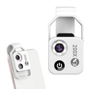 Objectif de Grossissement 200x Nanozoom pour iPhone - Accessoire Microscopie Mobile avec Lentille CPL et Éclairage LED, Zoom Universel pour Smartphone, Loupe Numérique 200x (White)