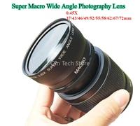 Objectif de photographie Super Macro grand Angle 0.45X 37/43/46/49/52/55/58/62/67/72mm pour appareil photo reflex Canon NIKON Sony PENTAX DSLR DV 37mm