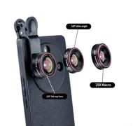 Objectif de téléphone portable, pour les voyages ou les aventures en plein air, avec objectif grand angle 0,62 × (120°), objectif fisheye 235°, macro 25×, 8 x 5 x 2 cm (3 en 1)