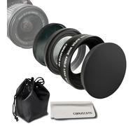Objectif grand angle 0,45 x 55 mm, avec photographie macro, grossissement amélioré, compatible avec tous les objectifs d'appareil photo reflex numérique de 55 mm + 1 chiffon de nettoyage pour objectif