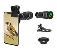 Objectif longue focale 20X - Télézoom longue mise au point - Clip pour téléphone portable - Kit d'objectif pour iPhone et smartphones Android