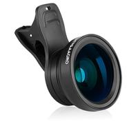 Objectif macro 2 en 1 pour iPhone - Objectif grand angle 0,45 x + objectif macro 12,5 x - Objectif de téléphone à clipser pour iPhone pour Samsung et la plupart des smartphones Android (noir)