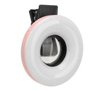 Objectif Macro avec Anneau Lumineux LED, Zoom 15X, Objectif Grand Angle, Chargement USB, Large compatibilité pour la Photographie et Le Vlogging (Pink)