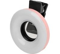 Objectif macro avec Mini Clip Ring Light 15x Zoom 3000K -6500K 5 Luminosité réglable pour la photographie de téléphone -Enregistrement vidéo rose