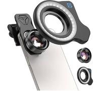 Objectif Macro Hb100-HD F1.8 10X 45 Modes Éclairage Universel Smartphone Compatible iPhone 17/16/15 Samsung Google Pixel