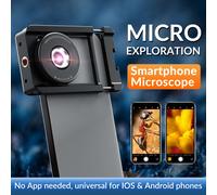 Objectif microscope universel pour téléphone avec 6 LED, zoom 10x, filtre CPL, compact 45,6x45,6x11 mm