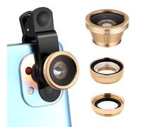 Objectif pour Téléphone Grand Angle Macro Fisheye à Clip | Interface 52mm, Clip Rembourré Souple, Kit Portable, pour Photo Mobile et Sujets Rapprochés