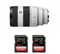 Objectif Sony FE 70-200mm f/4 Macro G OSS II + 2 SanDisk 64GB Extreme PRO UHS-II + Ebook 20 astuces pour des images qui claquent
