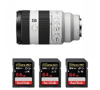 Objectif Sony FE 70-200mm f/4 Macro G OSS II + 3 SanDisk 64GB Extreme PRO UHS-II + Ebook 20 astuces pour des images qui claquent