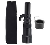 Objectif Téléobjectif 500mm F6.3, Lentille Fixe à Mise Au Point, Verre Optique en Alliage, Bague Adaptatrice T2 EOSM - Qualité Supérieure, Contraste Élevé, Idéal Photo Nature et (Noir)